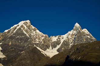 Snow-capped mountains in the morning light