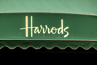 Lettering above a shop window of the Harrods department store