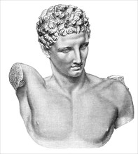 Marble statue of the Greek god Hermes of Olympia
