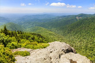 View from the top of Devil's Courthouse in the Appalachian Mountains along the Blue Ridge Parkway