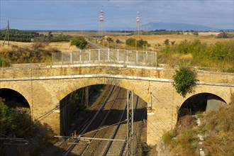 Railway line under a bridge