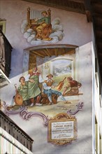 Luftlmalerei wall painting depicting violin makers and Mathias Klotz