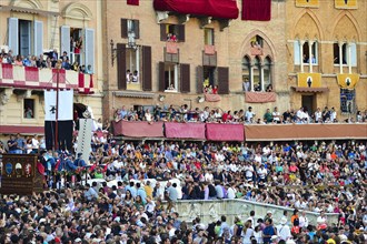 Crowds at the historic horse race Palio di Siena