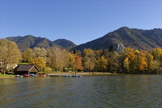Autumn at Lake Kochel or Kochelsee Lake with Mt Jochberg