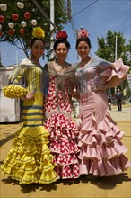 Flamenco dancers at the Feria de Abril