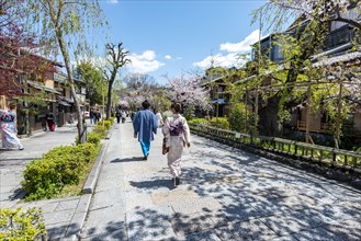 Japanese with Kimono walk through Old Town