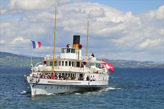 Paddle steamer France on Lake Geneva or Lac Leman