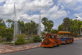 Touristic train at the entrance of Jardin Botanico National Dr. Rafael Maria Moscoso