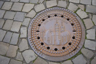 Naumburg Cathedral on a manhole cover