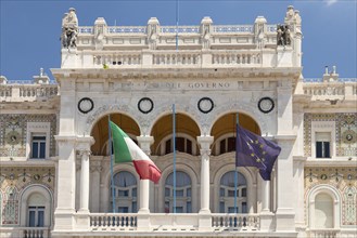 Italian and European flags in front of the Palazzo del Governo