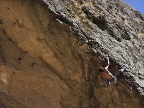 Free climber on a ridge
