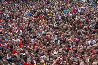 Densely packed crowd at a public festival