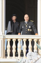 Princess Charlene and Prince Albert II. of Monaco at the Prince's Palace on Fete du Prince national holiday