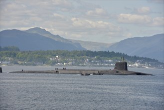 Nuclear submarine of the British fleet in the Firth of Clyde