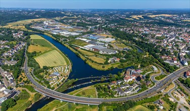 Aerial view of the industrial area Henrichshutte with LWL-Industriemuseum Henrichshutte Hattingen in Hattingen