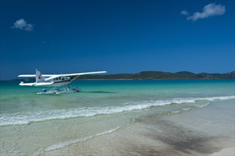 Waterplane in Whitehaven beach at the Whitsunday Islands