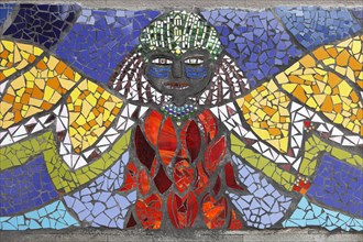 Mosaic of an angel on a wall