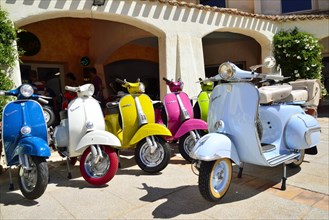 Colourful Vespa scooters