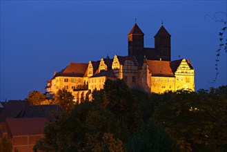 Quedlinburg castle hill at night