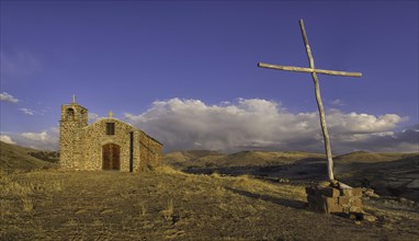 Small church and cross in the backcountry