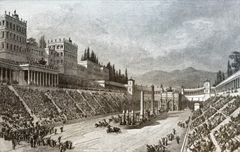 Reconstruction of the Circus Maximus in ancient Rome