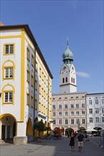 Heilig-Geist-Strasse street with tower of the city parish church