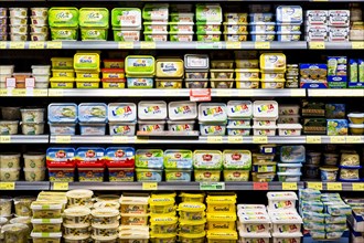 Shelf with various margarine products
