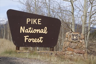Sign ""Pike National Forest"" at Kenosha pass