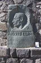 Memorial stone for the cyclist Fausto Coppi