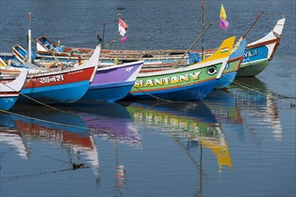 Brightly painted fishing boats