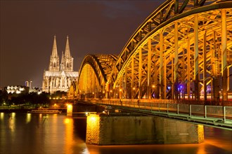 Cologne Cathedral with Hohenzollern Bridge and Cologne Philharmonic Hall