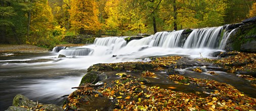 Waterfall of the Schwarza River in autumn