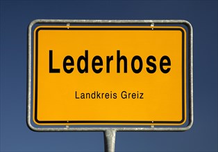 City limits sign of Lederhose