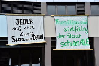 70 years of the Basic Law banners at the Freiburger Gymnasium St. Ursula