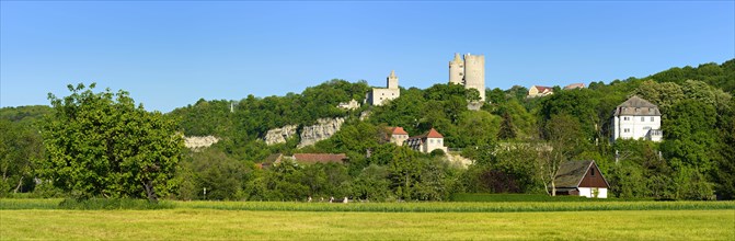 Ruins of Rudelsburg Castle and Burg Saaleck Castle