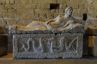 Etruscan sarcophagus in the Basilica of San Pietro