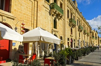 Restored historic warehouse buildings in the Valletta Waterfront