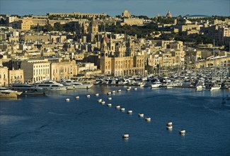 View from Valletta to Vittoriosa Yacht Marina in the Grand Harbour