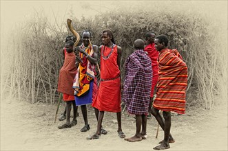 Masai in front of their boma