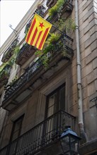Catalan flags in the Gothic Quarter of Barcelona