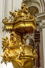 Gilded pulpit in the nave