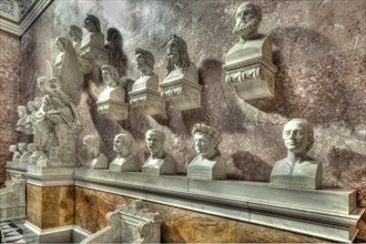 Wall with busts of famous people inside the Walhalla memorial