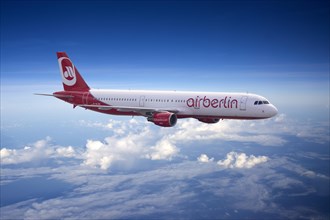 D-ALSA Air Berlin Airbus A321-211 in flight above clouds