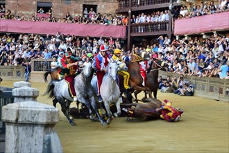 Accident during a training run of the historical horse race Palio di Siena