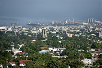 View of the Champs de Mars and the port of Port-au-Prince
