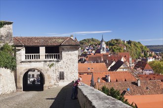View from Schloss Hohentubingen castle on the old town with collegiate church