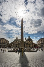 Neoclassical Piazza del Popolo with the churches of Santa Maria in Monte Santo and Santa Maria del Miracoli