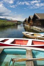 Boats and boat houses on Staffelsee Lake