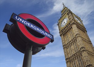 Underground sign and Big Ben
