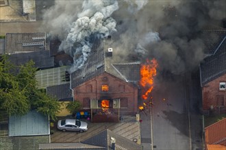 Fire in a pithead building